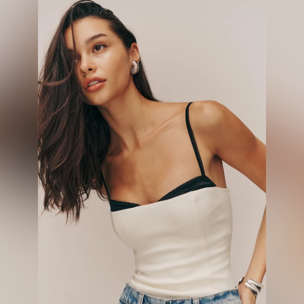 Reformation Two-Tone Cream and Black Tank Top